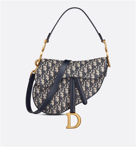 Sac à bandoulière Saddle Mini Toile jacquard Dior Oblique bleu